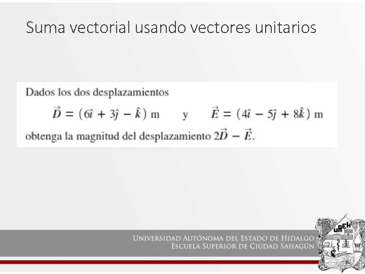 Suma vectorial usando vectores unitarios 