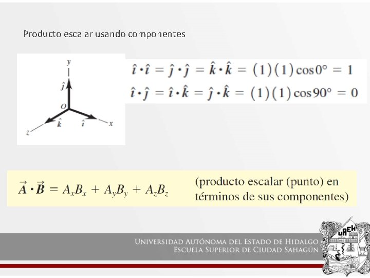  Producto escalar usando componentes 