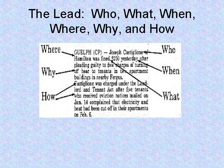 The Lead: Who, What, When, Where, Why, and How 
