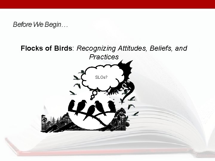 Before We Begin… SLOs? SLO’s SL O’ s Flocks of Birds: Recognizing Attitudes, Beliefs,