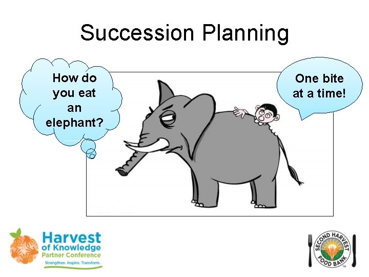 Succession Planning How do you eat an elephant? One bite at a time! 