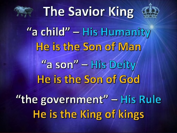 The Savior King “a child” – His Humanity He is the Son of Man