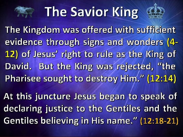 The Savior King The Kingdom was offered with sufficient evidence through signs and wonders