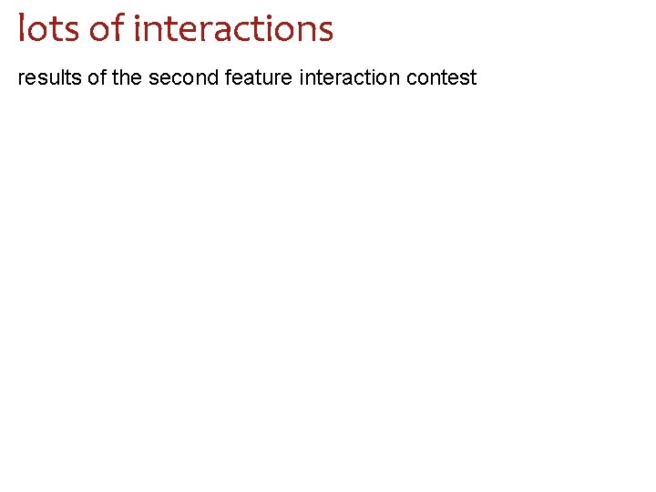 lots of interactions results of the second feature interaction contest 