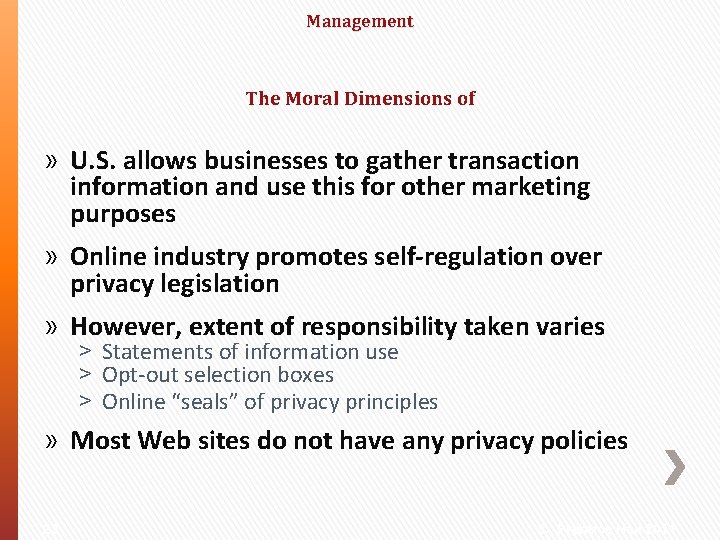 Management The Moral Dimensions of » U. S. allows businesses to gather transaction information