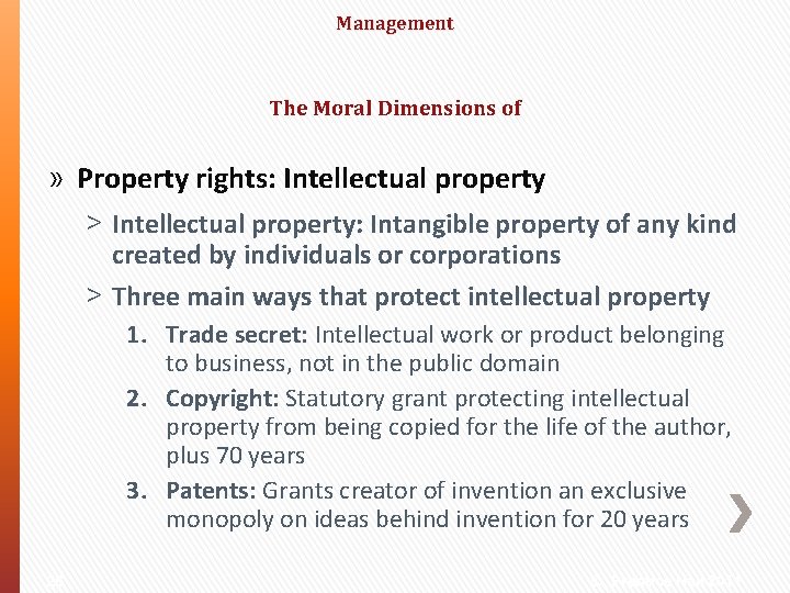 Management The Moral Dimensions of » Property rights: Intellectual property ˃ Intellectual property: Intangible