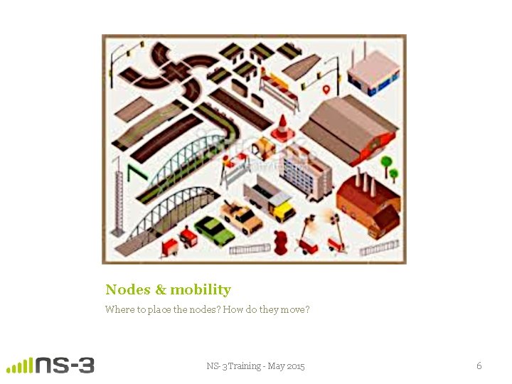 Nodes & mobility Where to place the nodes? How do they move? NS-3 Training