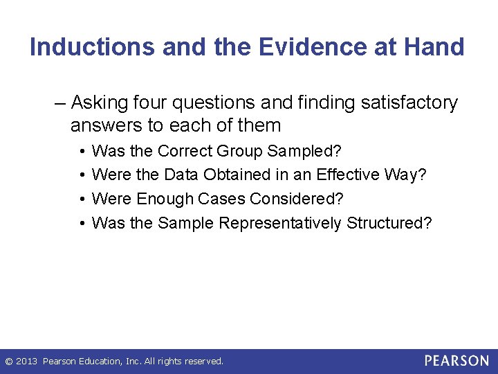 Inductions and the Evidence at Hand – Asking four questions and finding satisfactory answers