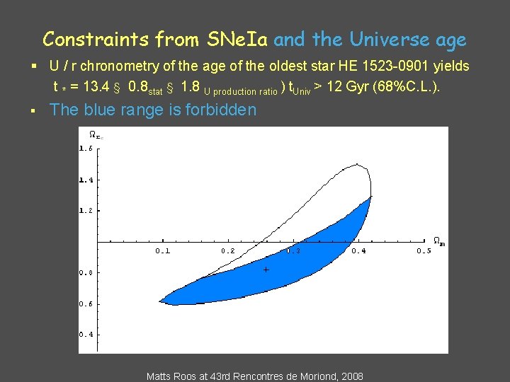 Constraints from SNe. Ia and the Universe age § U / r chronometry of