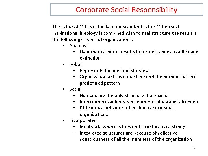 Corporate Social Responsibility LECTURE 7 Corporate Social Responsibility