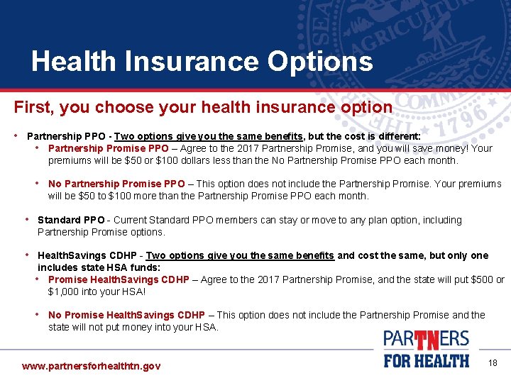 Health Insurance Options First, you choose your health insurance option • Partnership PPO - Health Insurance Options First, you choose your health insurance option • Partnership PPO -