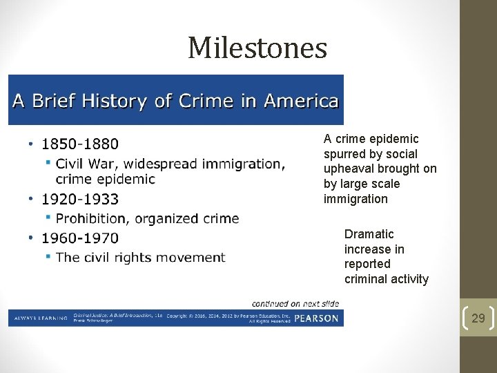 Milestones A crime epidemic spurred by social upheaval brought on by large scale immigration