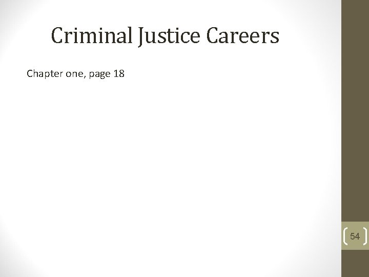 Criminal Justice Careers Chapter one, page 18 54 