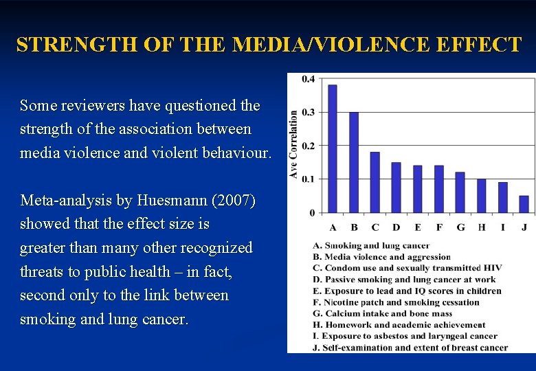 STRENGTH OF THE MEDIA/VIOLENCE EFFECT Some reviewers have questioned the strength of the association