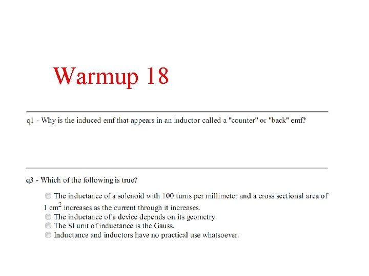 Warmup 18 Warmup 18