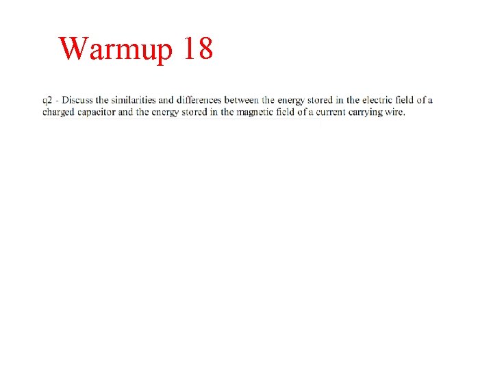 Warmup 18 Warmup 18