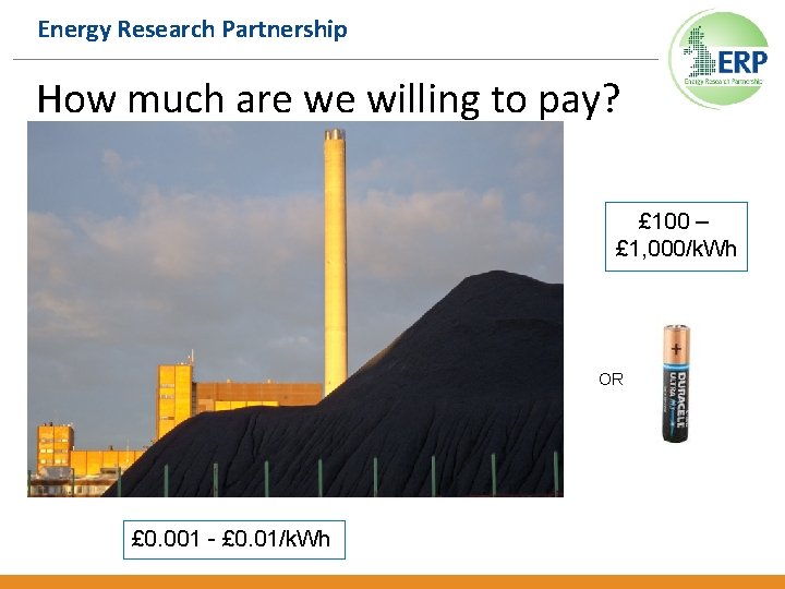 Energy Research Partnership How much are we willing to pay? £ 100 – £