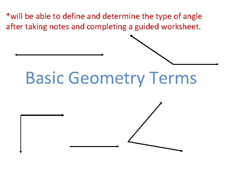 *will be able to define and determine the type of angle after taking notes