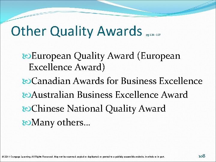 Other Quality Awards pg 124 - 127 European Quality Award (European Excellence Award) Canadian Other Quality Awards pg 124 - 127 European Quality Award (European Excellence Award) Canadian