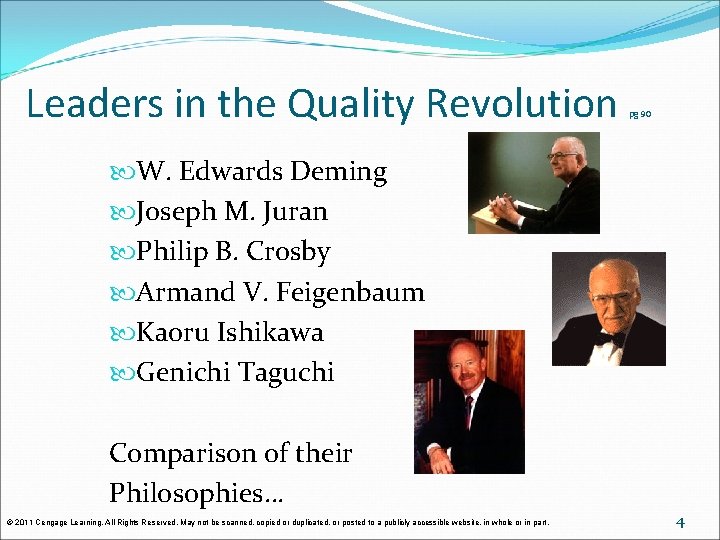Leaders in the Quality Revolution pg 90 W. Edwards Deming Joseph M. Juran Philip Leaders in the Quality Revolution pg 90 W. Edwards Deming Joseph M. Juran Philip