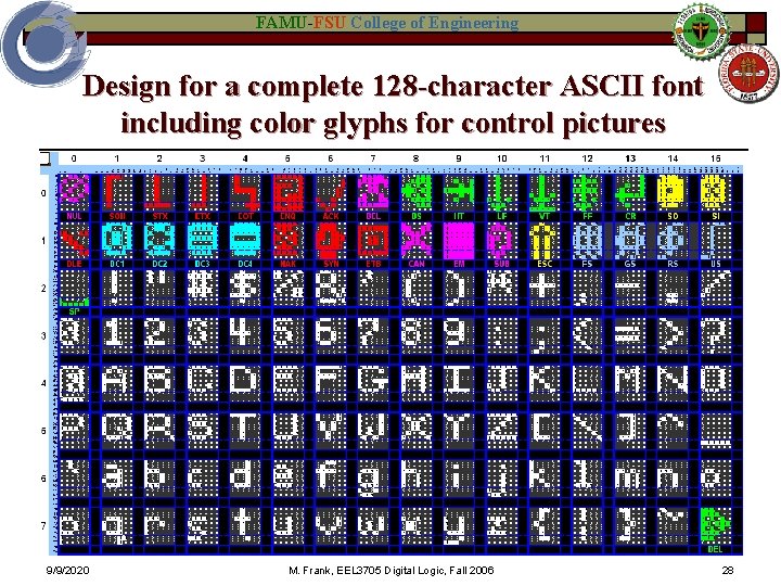 FAMU-FSU College of Engineering Design for a complete 128 -character ASCII font including color