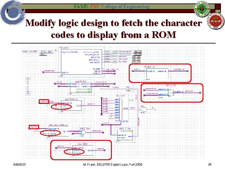 FAMU-FSU College of Engineering Modify logic design to fetch the character codes to display