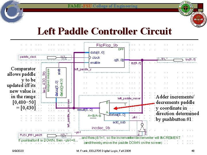 FAMU-FSU College of Engineering Left Paddle Controller Circuit Comparator allows paddle y to be