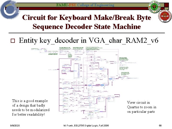 FAMU-FSU College of Engineering Circuit for Keyboard Make/Break Byte Sequence Decoder State Machine o