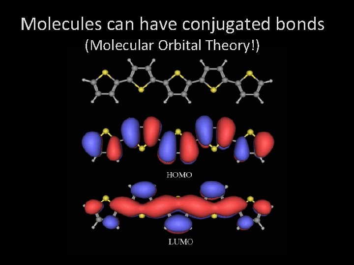 Molecules can have conjugated bonds (Molecular Orbital Theory!) 
