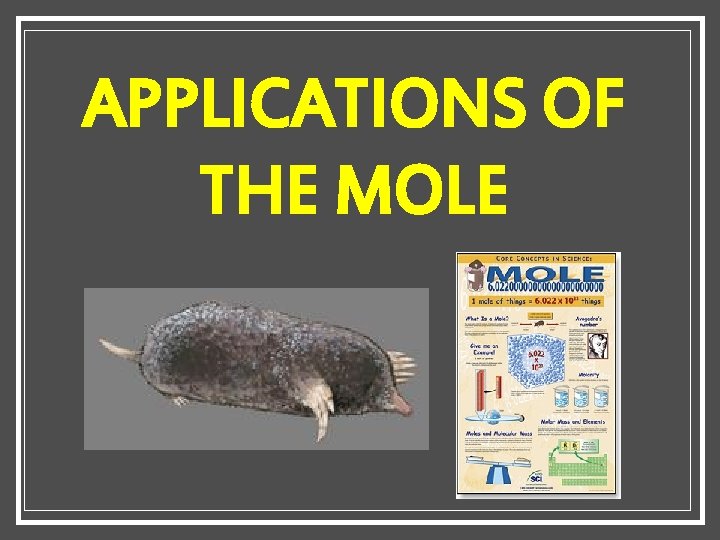 APPLICATIONS OF THE MOLE 