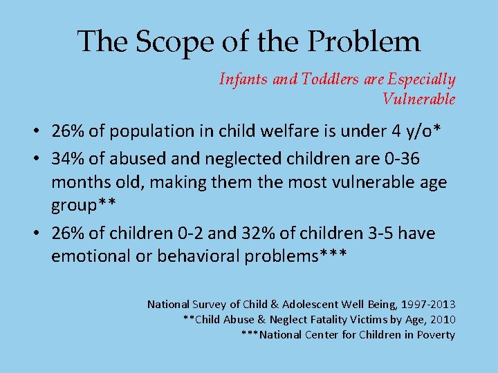 The Scope of the Problem Infants and Toddlers are Especially Vulnerable • 26% of The Scope of the Problem Infants and Toddlers are Especially Vulnerable • 26% of