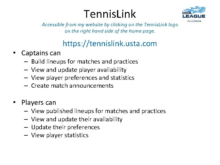 Tennis. Link Accessible from my website by clicking on the Tennis. Link logo on