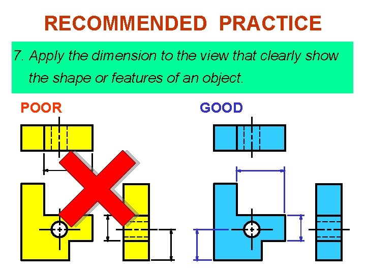 RECOMMENDED PRACTICE 7. Apply the dimension to the view that clearly show the shape