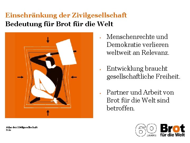 Einschränkung der Zivilgesellschaft Bedeutung für Brot für die Welt • • • Atlas der