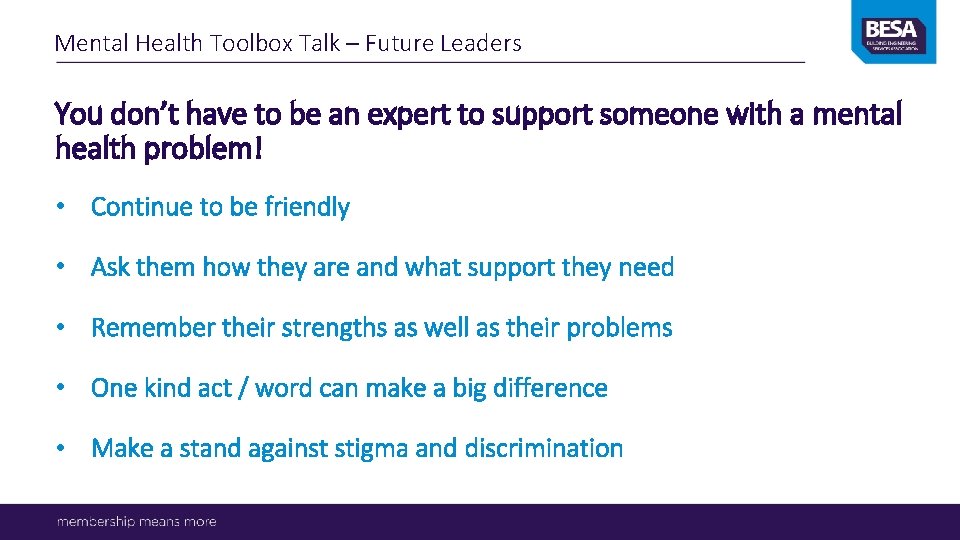 Mental Health Toolbox Talk – Future Leaders You don’t have to be an expert