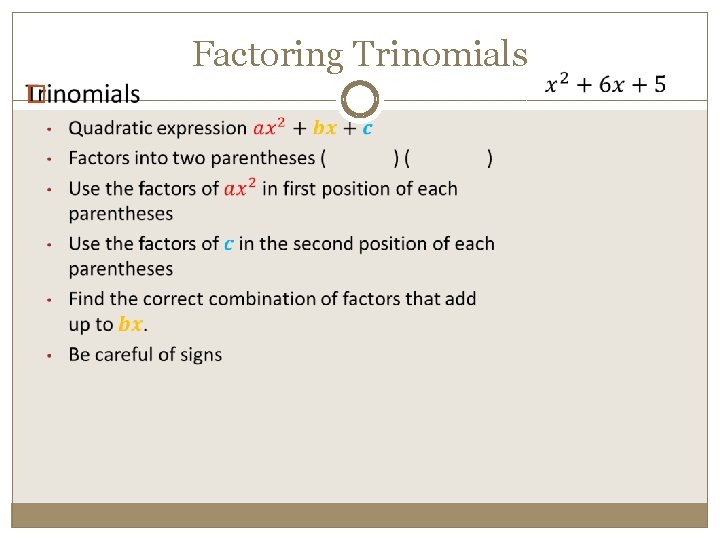 Factoring Trinomials � 