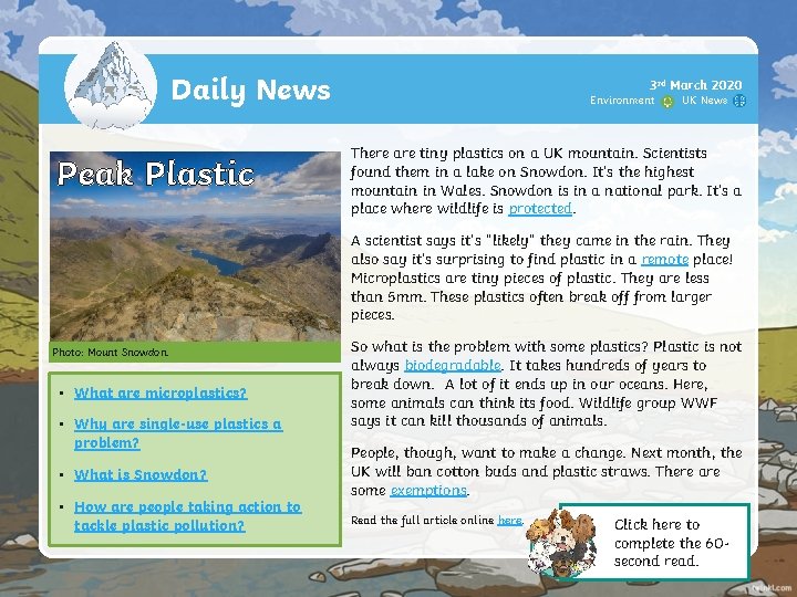 Daily News Peak Plastic 3 rd March 2020 Environment x UK News x There