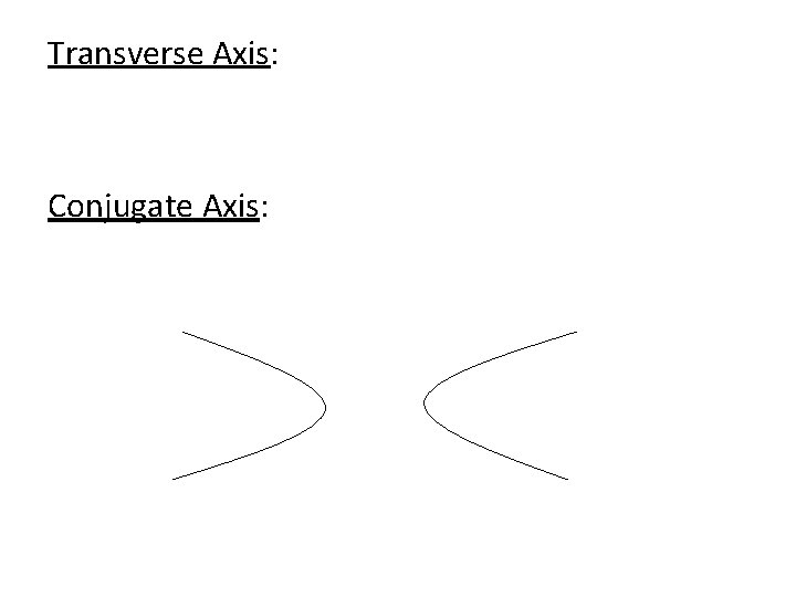 Transverse Axis: Conjugate Axis: 