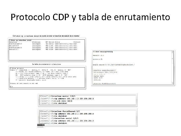 Protocolo CDP y tabla de enrutamiento 