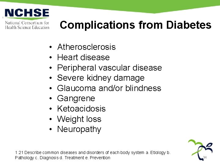 Complications from Diabetes • • • Atherosclerosis Heart disease Peripheral vascular disease Severe kidney