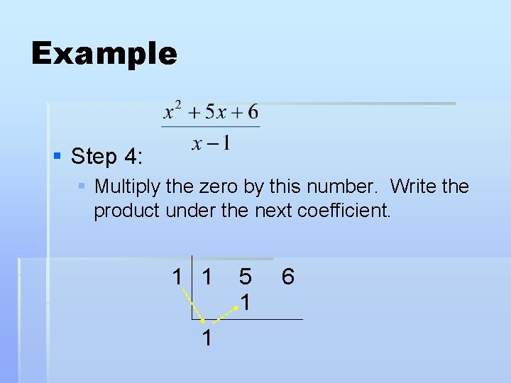 Example § Step 4: § Multiply the zero by this number. Write the product