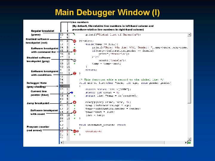 Main Debugger Window (I) 