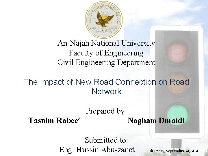 An-Najah National University Faculty of Engineering Civil Engineering Department The Impact of New Road