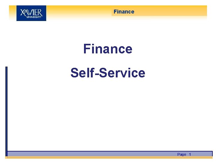 Finance Self-Service Page 1 