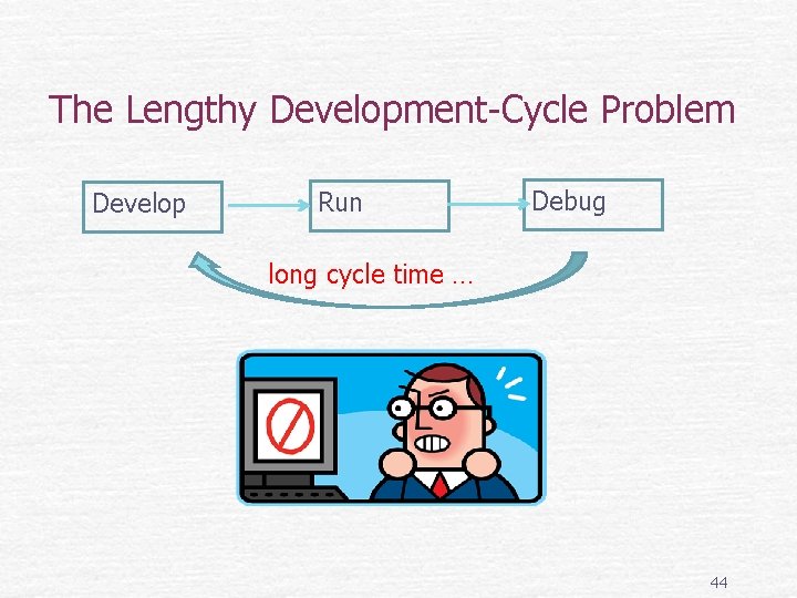 The Lengthy Development-Cycle Problem Develop Run Debug long cycle time … 44 