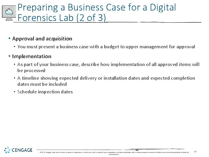 Preparing a Business Case for a Digital Forensics Lab (2 of 3) • Approval