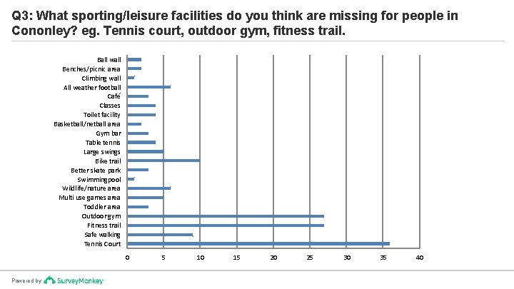 Q 3: What sporting/leisure facilities do you think are missing for people in Cononley?