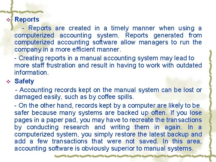v v Reports - Reports are created in a timely manner when using a