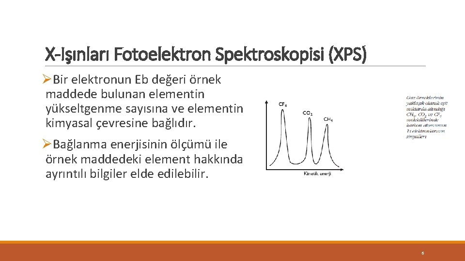 X-Işınları Fotoelektron Spektroskopisi (XPS) ØBir elektronun Eb değeri örnek maddede bulunan elementin yükseltgenme sayısına