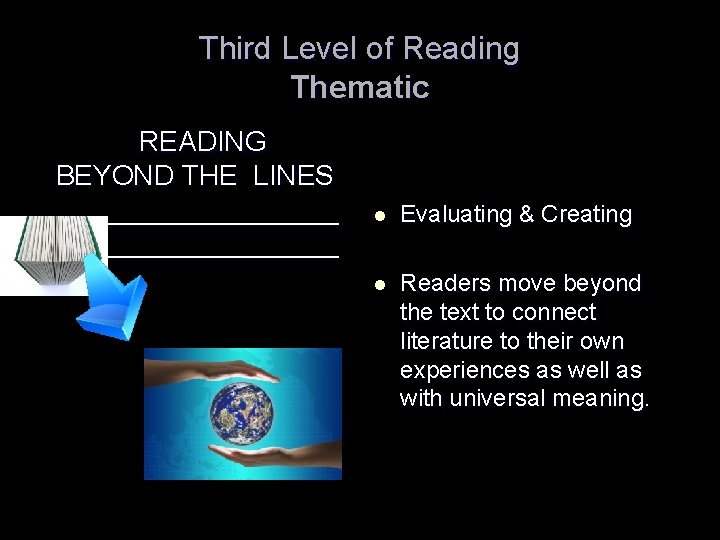 Third Level of Reading Thematic READING BEYOND THE LINES ___________________ l Evaluating & Creating